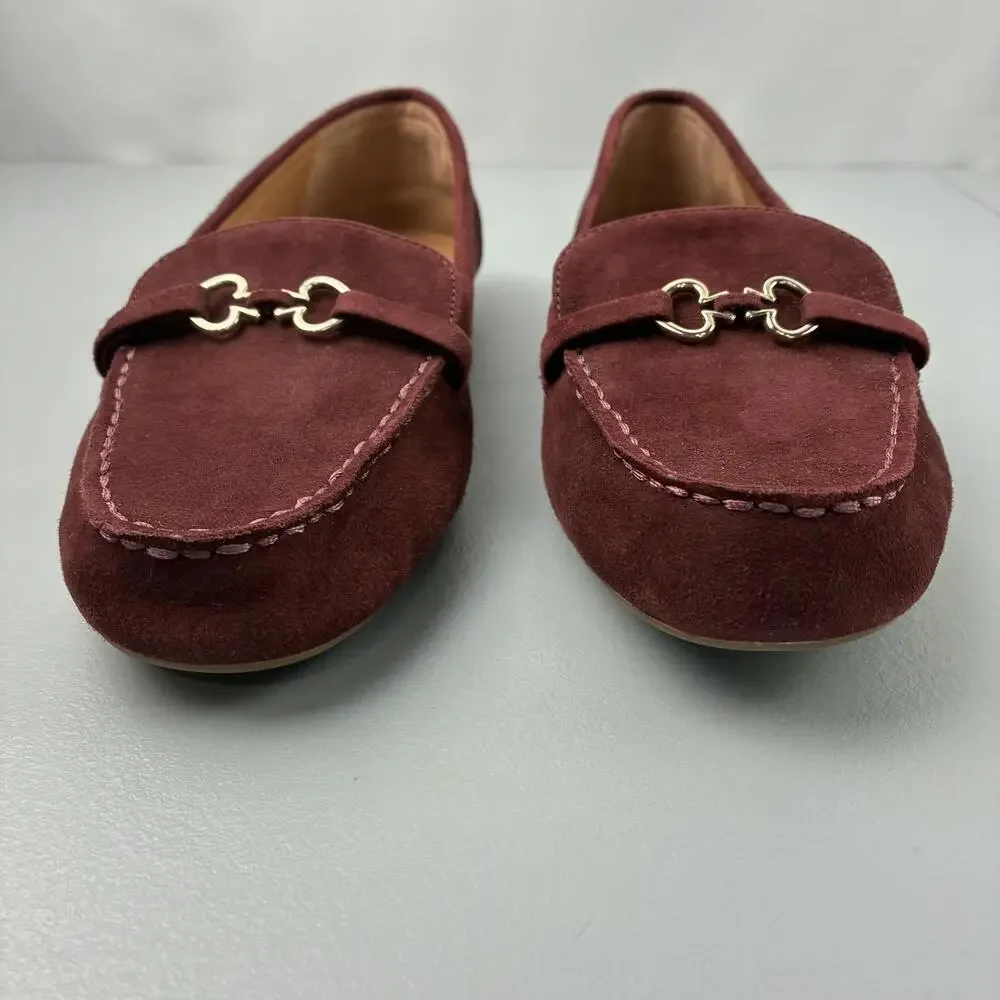 Kate Spade Bernice Women's Burgundy Suede Horsebit Loafers 9B